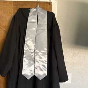 Black Graduation Gown with Silver Stole